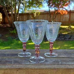 Vintage Pottery Barn Blown Bubble Glass Water Goblets