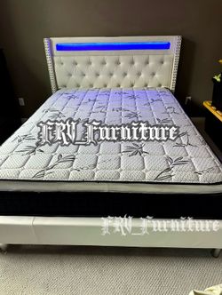 New queen bed frame with mattress