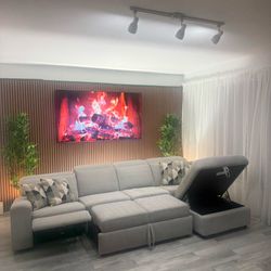 Sectional Sleeper Sofa with Electric Recliner