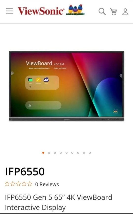Touch screen Tv, ViewSonic( ifp6560) gen 5, 65" 4k view board interactive display.