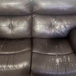 Dark brown Chocolate Leather Reclining Couch