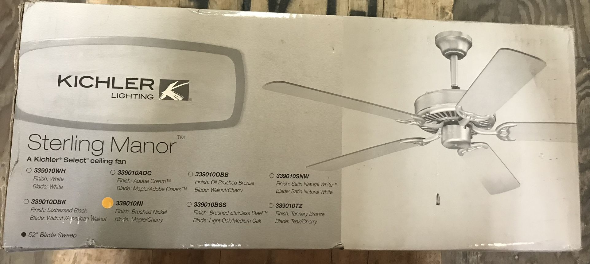 Ceiling FAN : KICHLER 33901NI Sterling manor