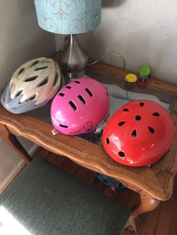 3 bell bicycle or skateboard helmets