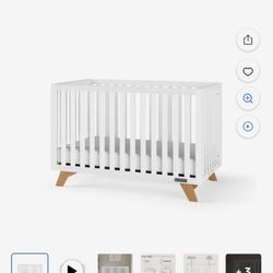 *NEW STILL IN BOX* Child Craft SOHO 4-in-1 Convertible Crib, Canted Leg Mid-Century Design, 3 Mattress Heights, White/Natural