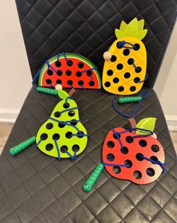 Toddler Wooden Fruit Lacing Toy – Fine Motor & Montessori Learning