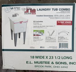 MUSTEE Utilatub Combo 24 in. x 18 in. Polypropylene Floor Mounted Laundry Tub in White