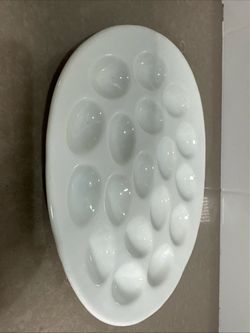 White Ceramic Deviled Egg Platter