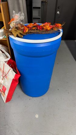 Large Blue Plastic Storage Barrel Drum