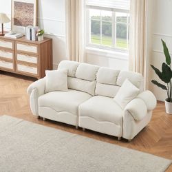 Unbranded Cloud Velvet Multiple Styles with Footrest Beige / Grey - Two-Seater Sofa