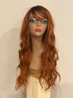 22 inch Long Wavy Auburn Wig with Bangs unboxed never worn