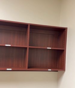 Wall-Mounted Cherry Wood Office Shelving