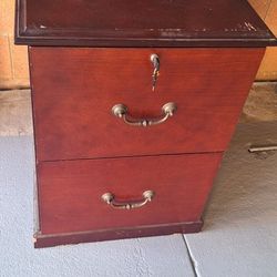 Wooden Two Draw File Cabinet With Key Lock