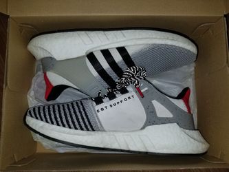 adidas EQT 93/17 Grey Black Scarlet SIZE 9.5 M