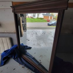 Big Solid Wood Entry Mirror 49"×43.5"