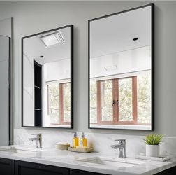 NIB Bathroom Vanity Mirror for Wall, 2 Pack 36" x 24" Metal Framed Rectangular Bathroom Wall Mirror for Over Sink, HD Shatterproof Glass, Hangs Horizo