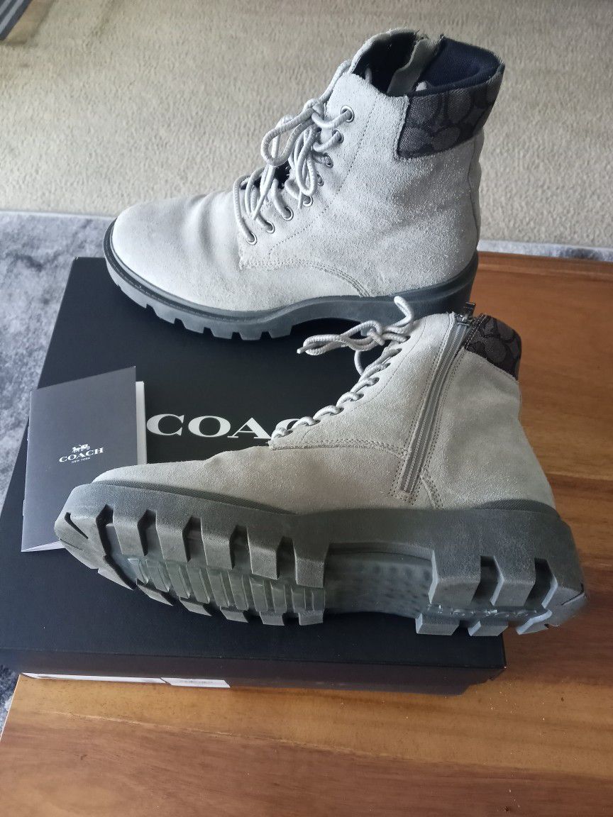 Men's COACH boots Size 9 Light Grey In Color