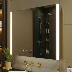 LED Bathroom Mirror Cabinet w/ Lights, USB & Defogger – Works Perfect