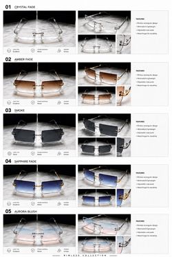Rimless Rectangle Sunglasses – 4 Color Options