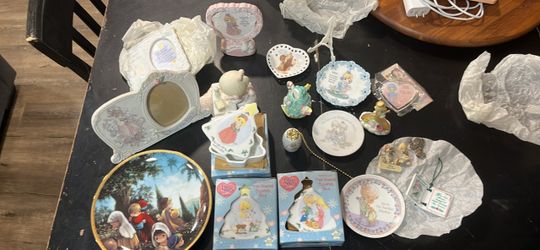 Precious moments decorative plates , trinket boxes ,and picture frames