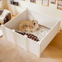 Large White Dog Whelping Box Pen