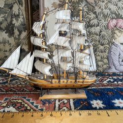 Vintage Wood Sailing Ship Model