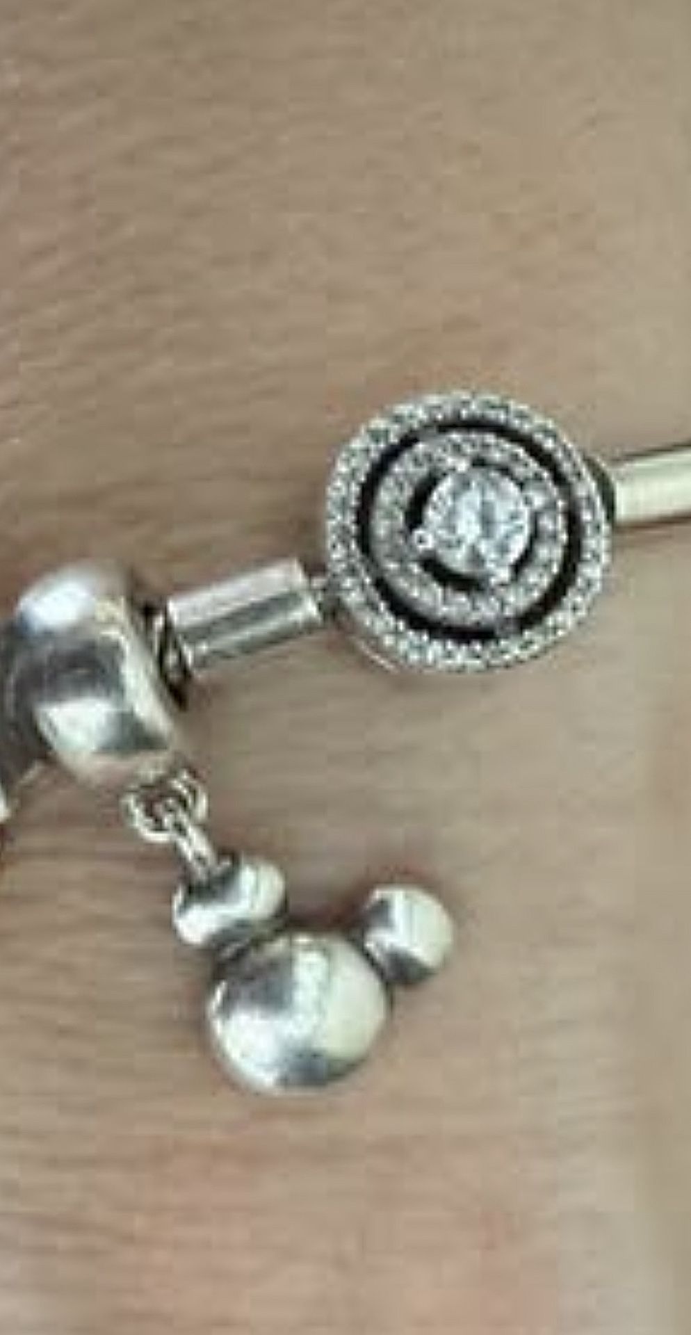 Pandora Moments Halo Snake Chain Bracelet Sterling silver + Mickey Pandora charm