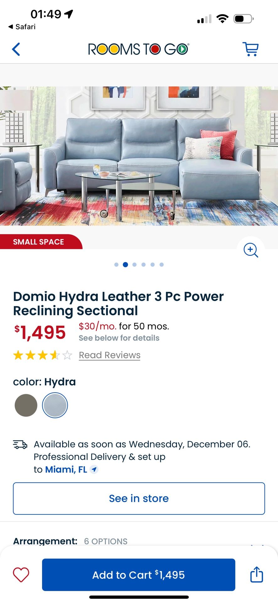 Domio hydra leather reclining sectional