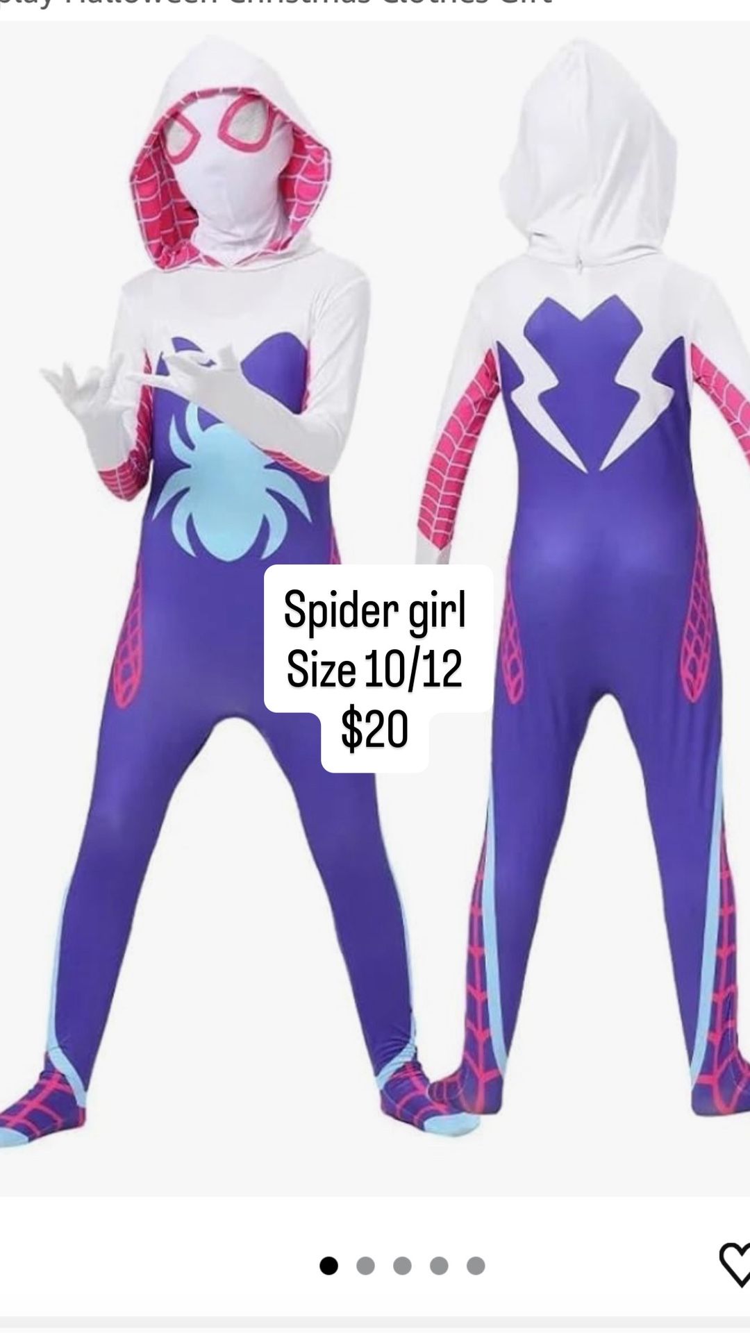Spider girl costume with mask kids size 1012