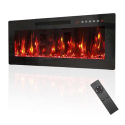 EdenDirect 36in Electric Fireplace, Recessed, 750/1500W, 12-Color Flame, LED Display, Remote Control, 8-Hr Timer, ETL Certified