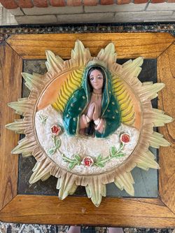 Vintage Our Lady of Guadalupe Wall Plaque 22” in size