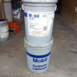 Two 5 gallon Mobile SYC 626 Bearing and Gearing Oil
