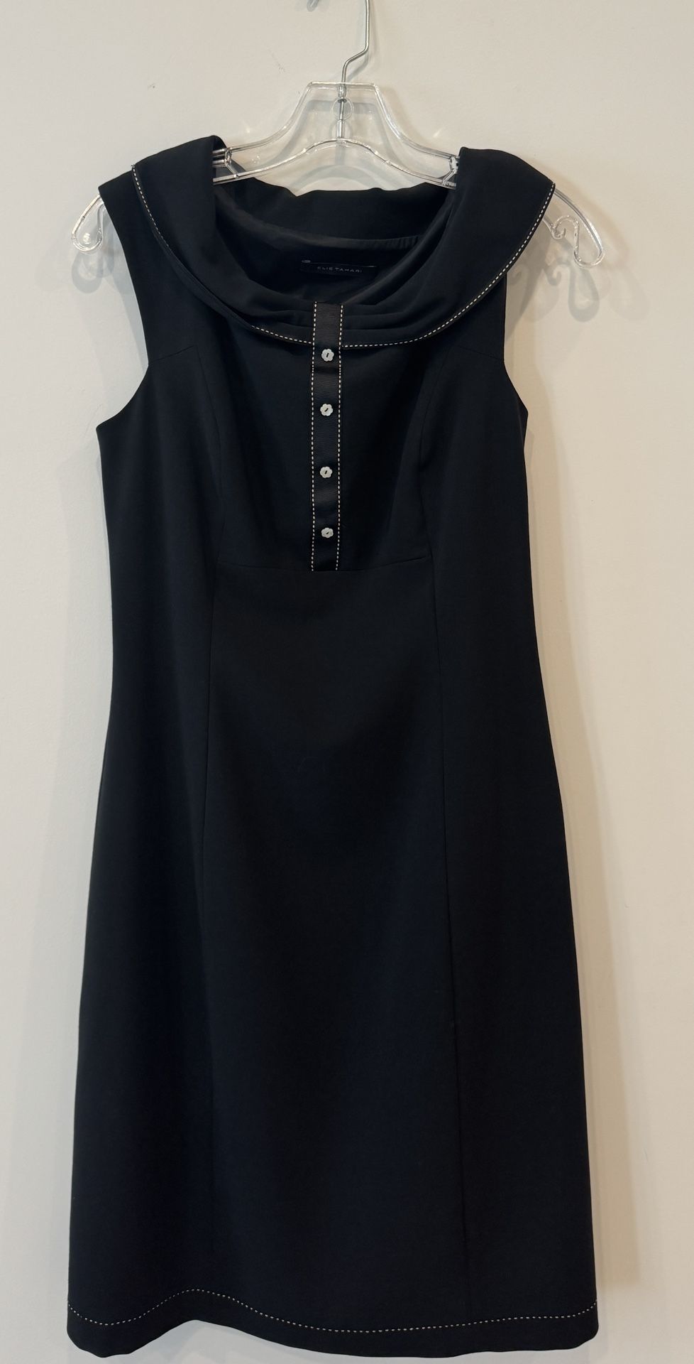 Elie Tahari Black Cowl Neck Sleeveless Sheath Dress - Size 8 - Lightly Worn