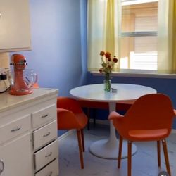 Upholstered Midcentury Dining Chairs X2