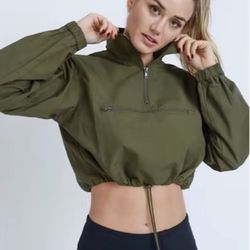Love Tree Crop Quarter Zip Pullover Women Windbreaker Jacket size M