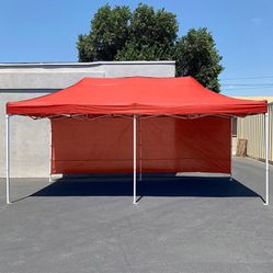 $205 (New in Box) Heavy-duty canopy 10x20 ft with (2 sidewalls), ez popup outdoor gazebo, carry bag (red or blue)