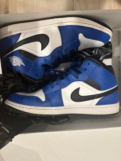 Air Jordan 1 Mid Blue White Black Sneakers