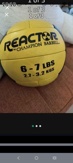 Reactor by Champion Barbell medicine ball. This particular ball is yellow and weighs 6-7 lbs
