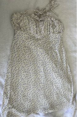 Sky & Sparrow Floral Ruched Tie Strap Mini Dress Women’s Size 8 Cottagecore