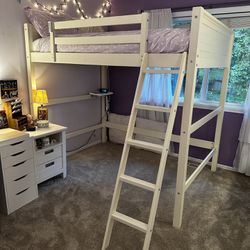 Lightly Used White Loft Bed Frame - No Matress