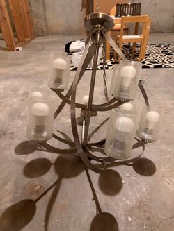 Brushed Nickel Chandelier with Glass Shades