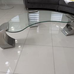Modern Glass Coffee Table – Chrome Base