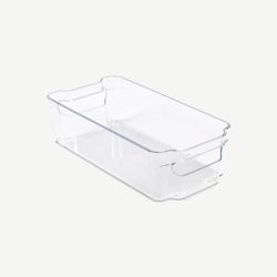 NEW -clear plastic refrigerator organizer bins