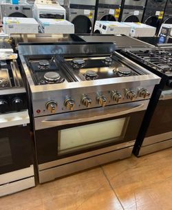 36 inch wide stainless steel gas stove NXR