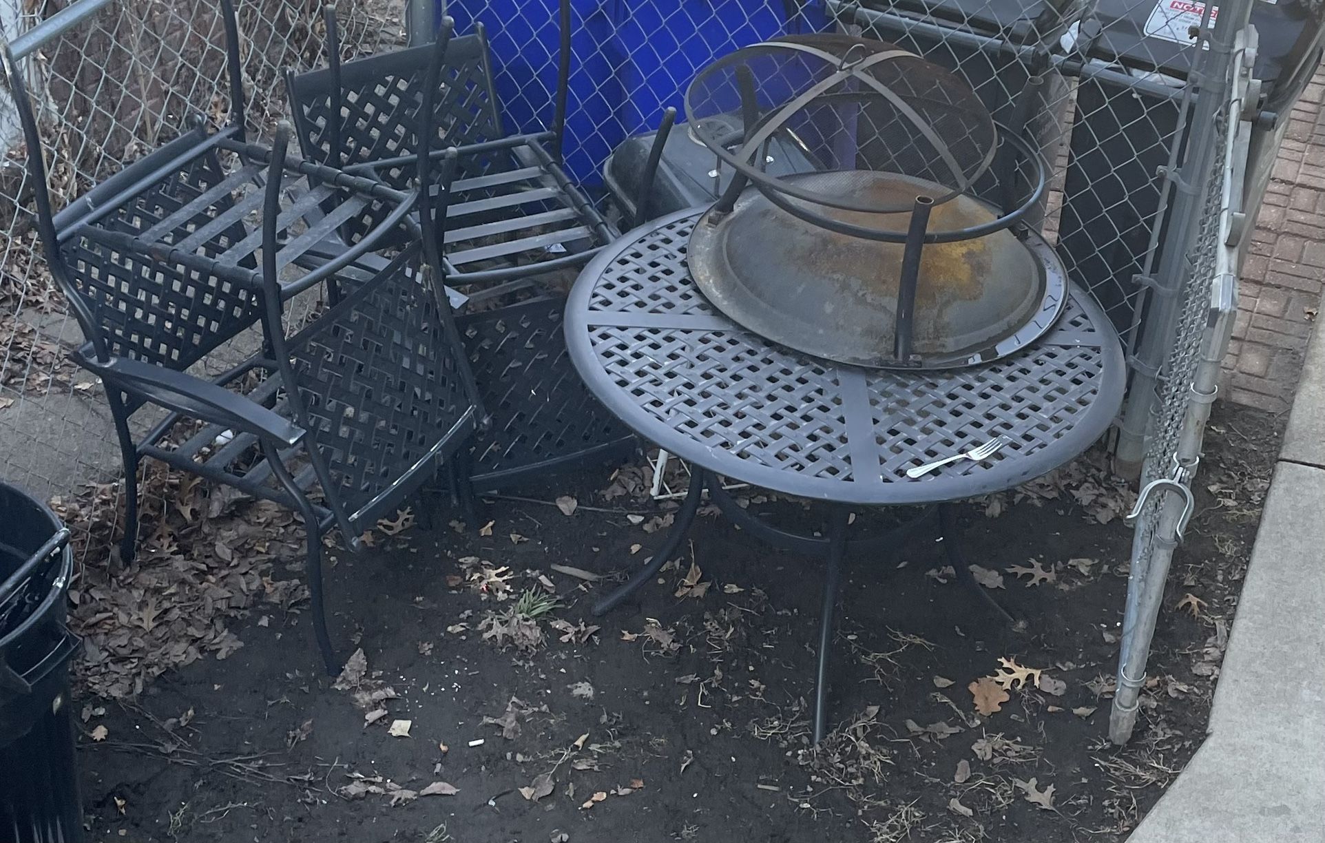 Matte Black Steel- Patio Set W/Fire Pit