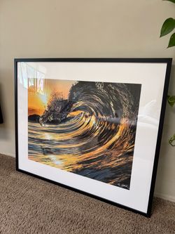 Framed Beach Waves Print Wall Art