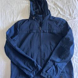 Calvin Klein Navy Blue Hooded Windbreaker Jacket Men’s Large 
