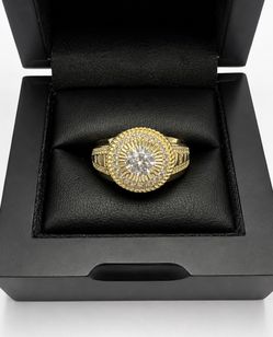 Gold Over 925 Sterling Silver 3.00CT MOISSANITE Halo Men’s Ring Size 11