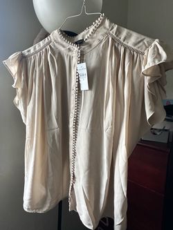 Flutter Sleeve Button Down Blouse