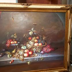 large traditional still-life oil on canvas
