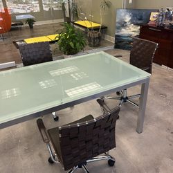 4 Leather Swivel Chairs 